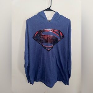 Justice League Superman Hooded Long Sleeve DC Comics Graphic Pullover Size Large
